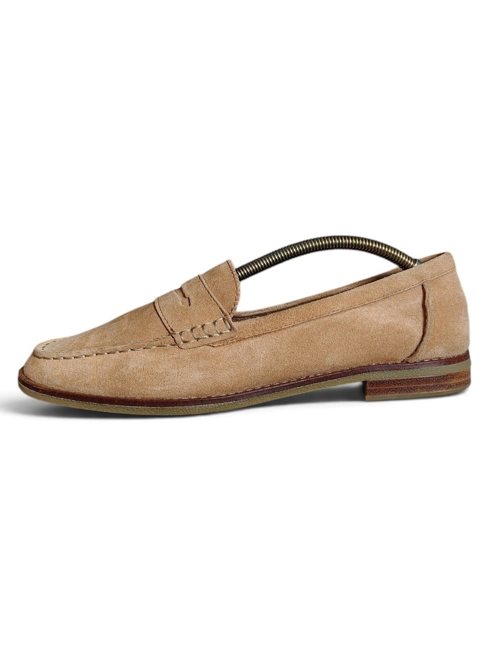 Sperry Seaport Suede Penny Loafers Tan Slip On Round Toe Women's Size 9